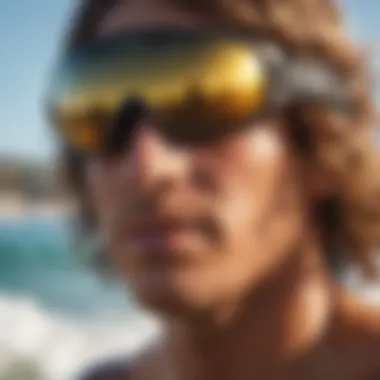 Surfer enjoying a sunny day while wearing protective eye gear