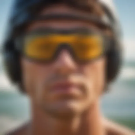 Surfer wearing specialized eyewear against sunlight