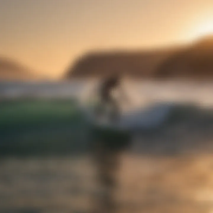 Surfer Riding Majestic Crests at Sunset