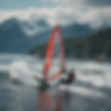 Windsurfing enthusiast enjoying the Alaskan waves under a clear sky