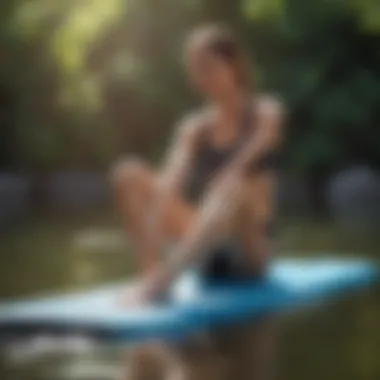 Woman stretching before watersports