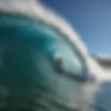 Surfer catching a barrel wave at Banzai Pipeline