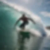 A surfer gracefully navigating a barreling wave