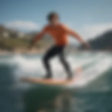 An athlete enjoying a thrilling ride on a battery-powered surfboard.