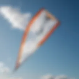 A sleek light wind kite soaring in a clear blue sky