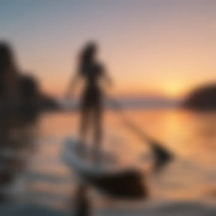 Paddleboard against breathtaking sunset backdrop