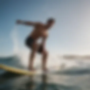 A dynamic action shot showcasing the flexibility of Billabong T Street Airlite Boardshorts during surfing