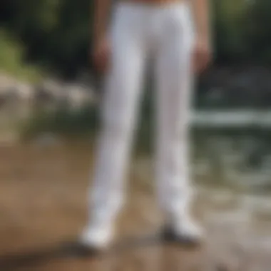 Billabong white pants paired with stylish water shoes