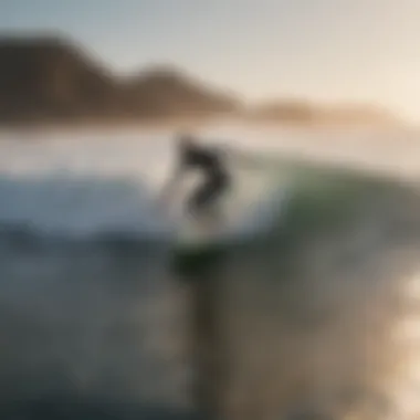 Surfer catching a wave at Black's Beach