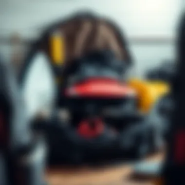 An organized storage setup featuring bodyboarding gear neatly packed in a bag.