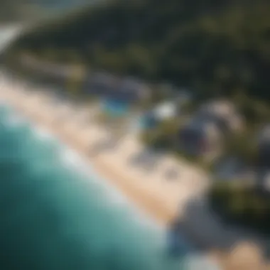 Aerial view of BSR Surf Resort with crystal clear water