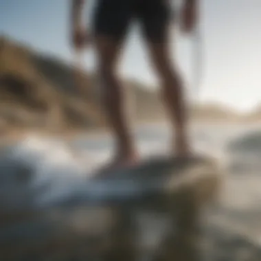 Calf Leash in Surfing Action