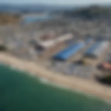 Aerial view of Calikites watersports center in San Francisco