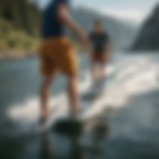 A pair of carve corduroy shorts in action on the water