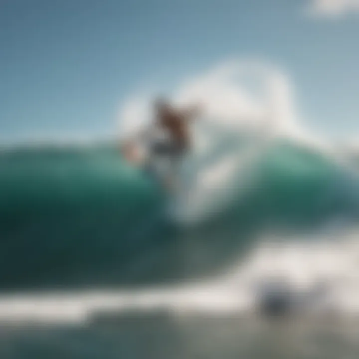 Surfer catching air off a wave crest