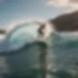 Surfer riding a powerful wave