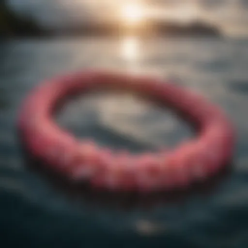 Ceremonial Lei Draped Over Ocean Waves