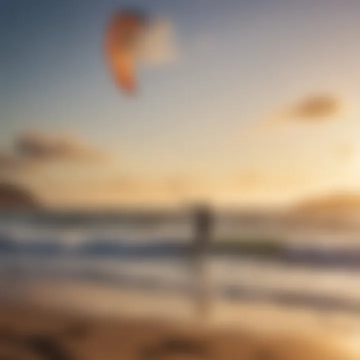 Kiteboarding setup on a picturesque beach