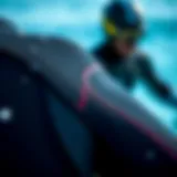 Close-up of wetsuit material showcasing flexibility and durability