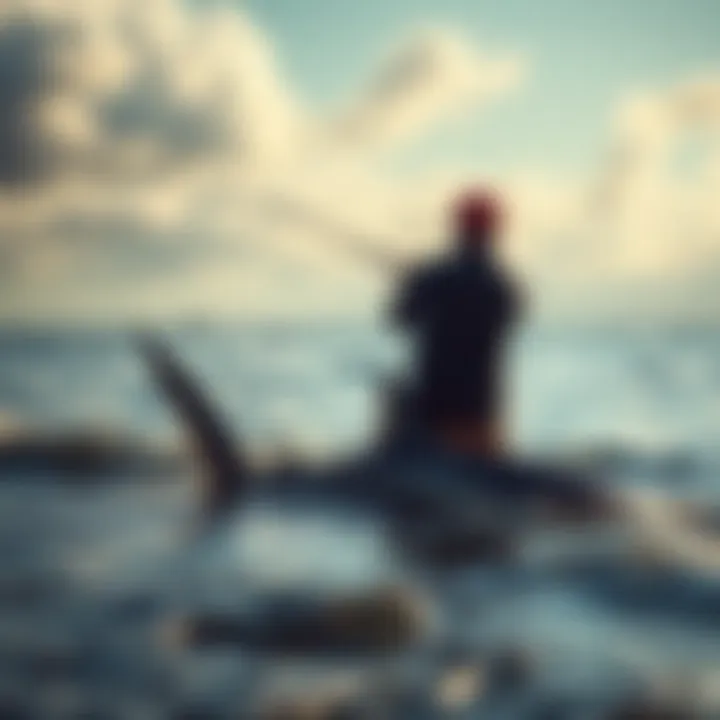 A serene coastal landscape illustrating a shark fishing environment.