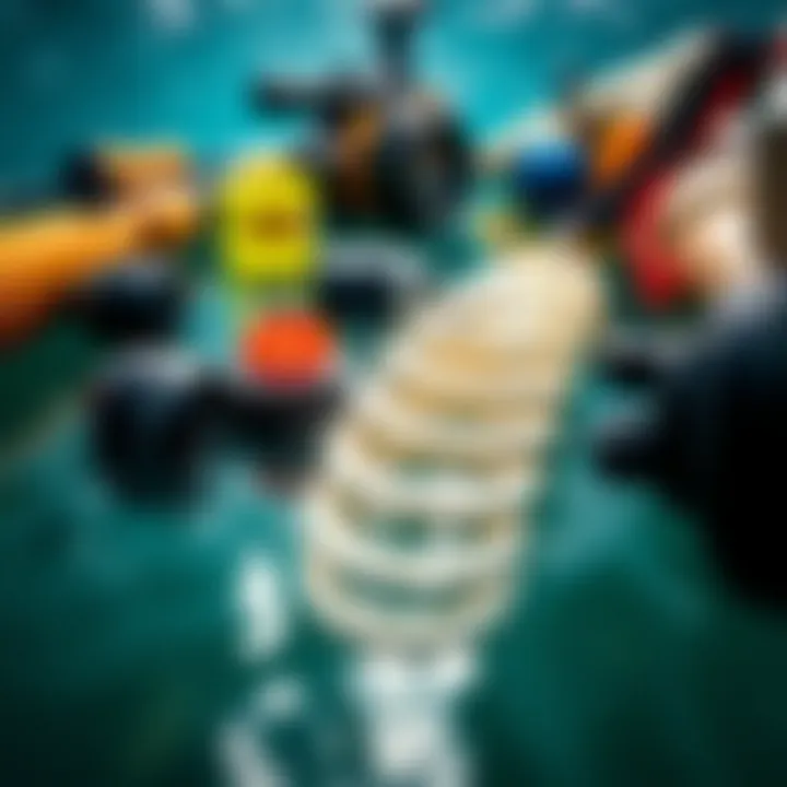 An array of specialized gear used for shark chumming.