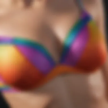 Close-up detail of rainbow bralette design