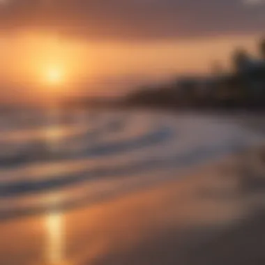 Sunset view of Cocoa Beach with watersports enthusiasts