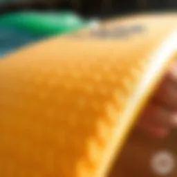 Close-up of soft surf board foam texture