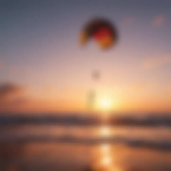 Kite flying against a stunning sunset backdrop