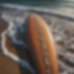 A sleek surfboard with intricate design