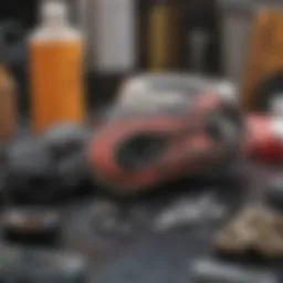 Overview of small fiberglass repair kit components
