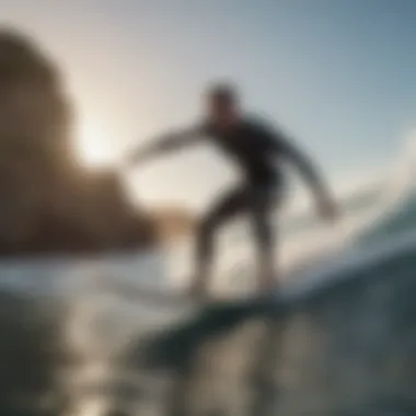 A surfer performing tricks with a foil setup