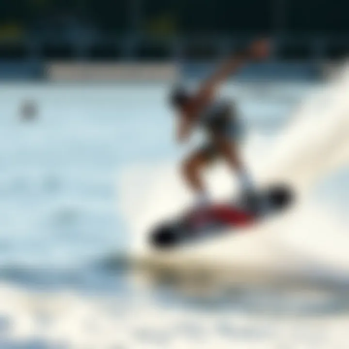 A skilled individual performing a jump on a wakeboard.