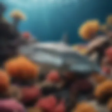 A vibrant coral reef teeming with diverse marine life, illustrating the ecological importance of sharks in maintaining the balance of ocean ecosystems.