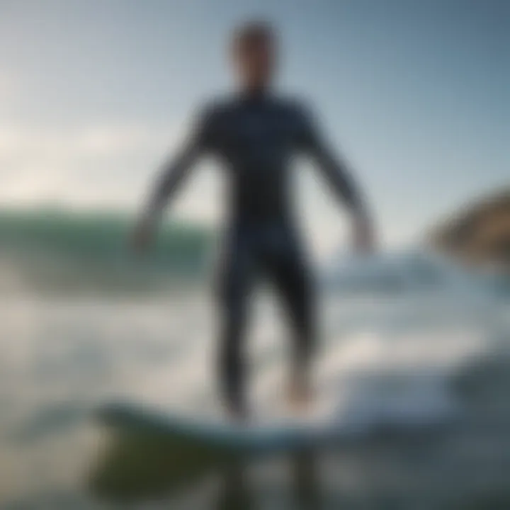 Ion wetsuit being worn by a surfer in action on the waves