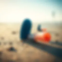 Close-up view of Surf Ears earplugs in a beach setting