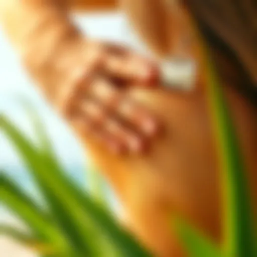 Aloe Vera Relief for Sunburn Soothing aloe vera gel application on sunburned skin