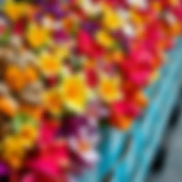 Vibrant array of floral materials for lei crafting