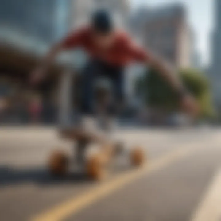 Dynamic motion blur effect capturing the speed and agility of cruiser skateboarding