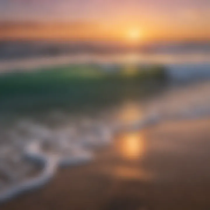 Vibrant sunset over Del Mar surf with waves crashing