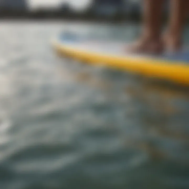 Close-up of paddle board design features