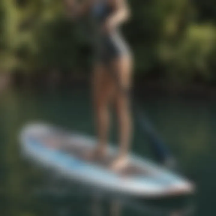 A diagram showing the ergonomic design of a stand-up paddleboard paddle.