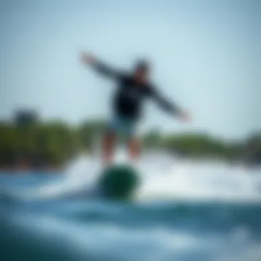 A wakeboard rider demonstrating maneuverability on the water