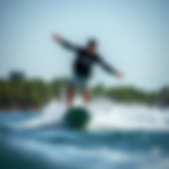 A wakeboard rider demonstrating maneuverability on the water