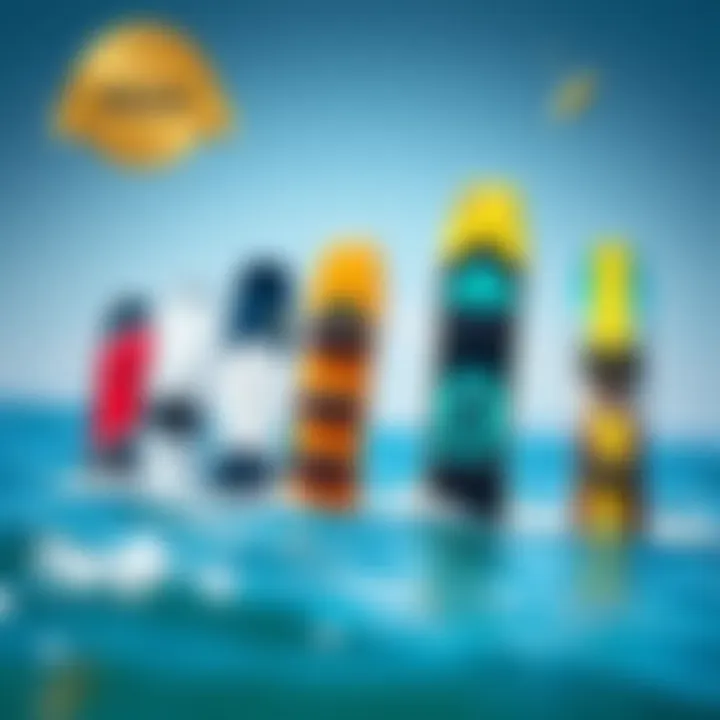 A variety of wakeboards showcasing different lengths and designs