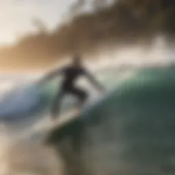 Surfer navigating a perfect wave at Doheny Beach