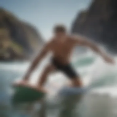 An experienced surfer demonstrating a technique