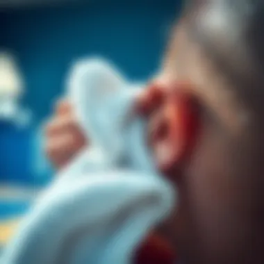 Towel Absorption Method for Ear Care Using a towel to absorb moisture from ear