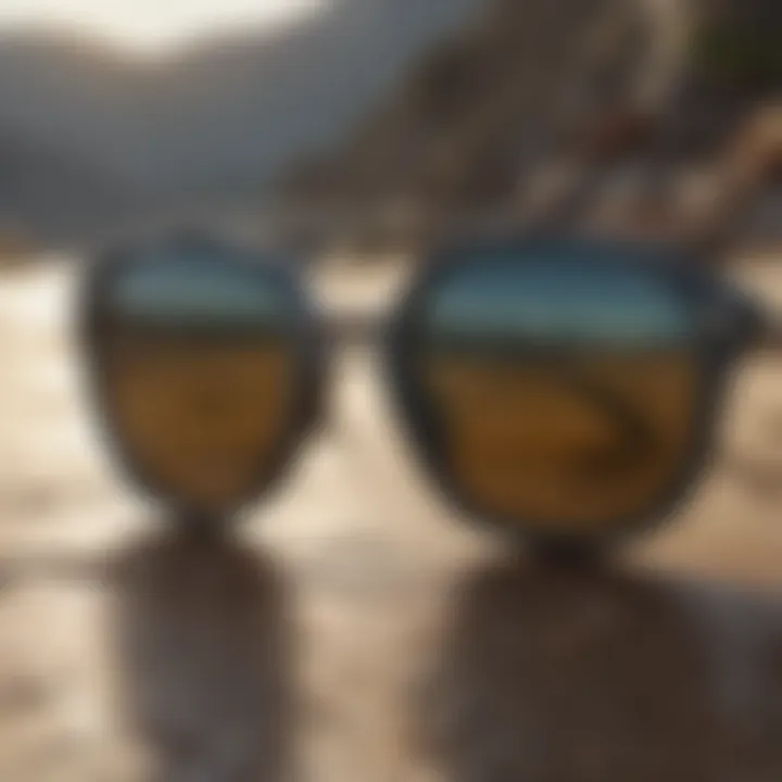 Close-up of technological features in Electric Encelia sunglasses