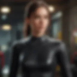 Elegant Woman Trying on Wetsuit